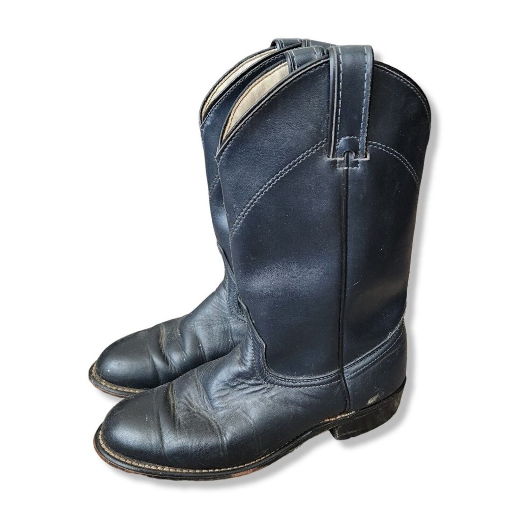 LAREDO Roper Black Leather Cowboy Western Boots womens Size 7M